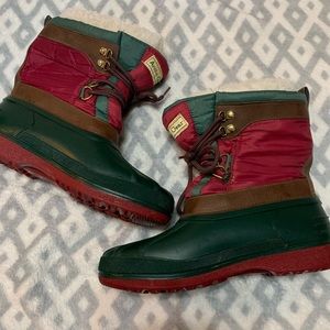 Vintage Arctic Gear Green and Red Snow Boots